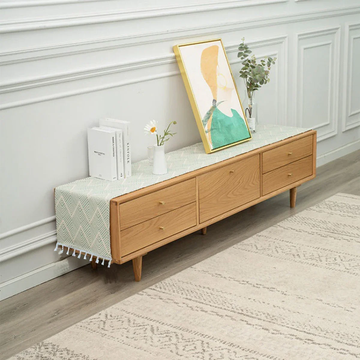 Table Runner Simple Bedside Table Runner Linen  Wide Dresser Runner Scarf for Nightstand, Bedside End Table Kitchen Dining Table