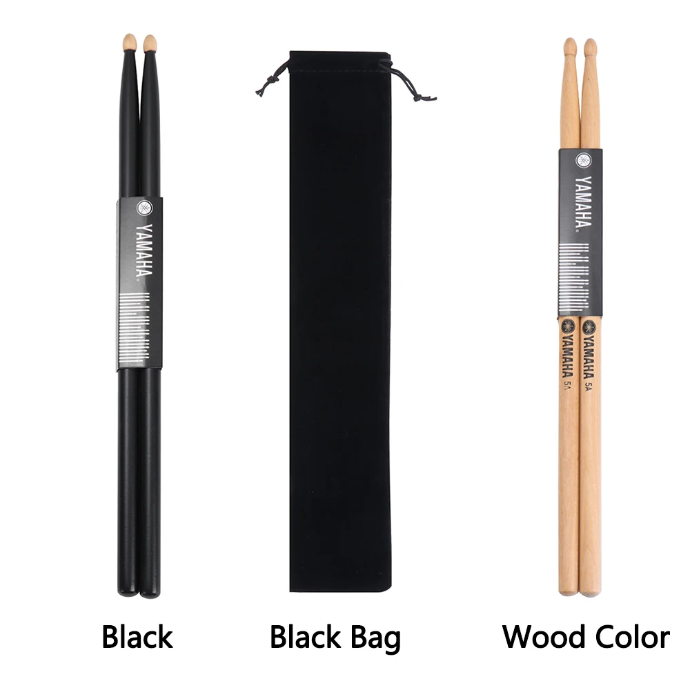 1Pairs Black Maple Wood Classic 5A Professional Drum Sticks Musical Instruments Drumsticks With Carrying Bag for Beginners