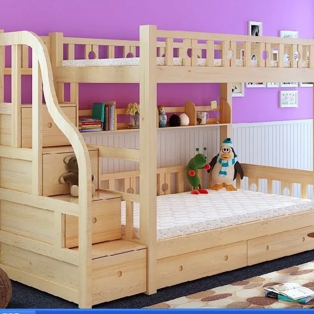 High and low bed solid wood mother and child bed supply simple and fashionable solid wood children's bed high