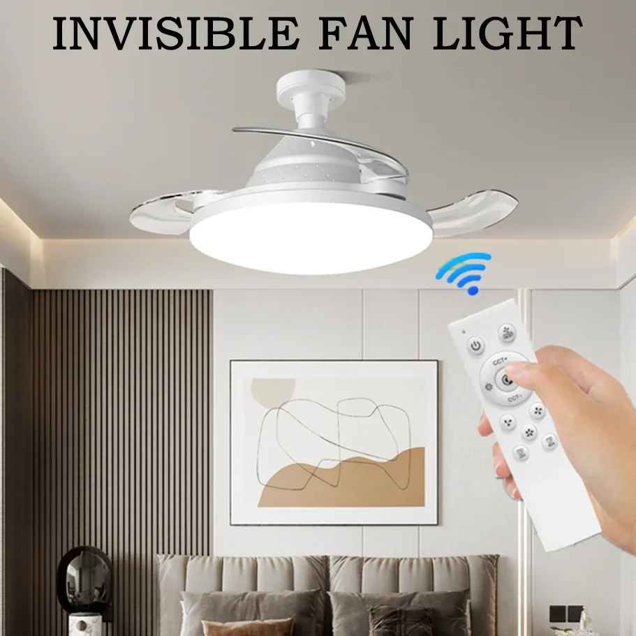 

LED Ceiling Fan Light 48W Fan Light With Remote Control For Silent Dimming Timing Suitable For Home Ventilation Lighting Fan