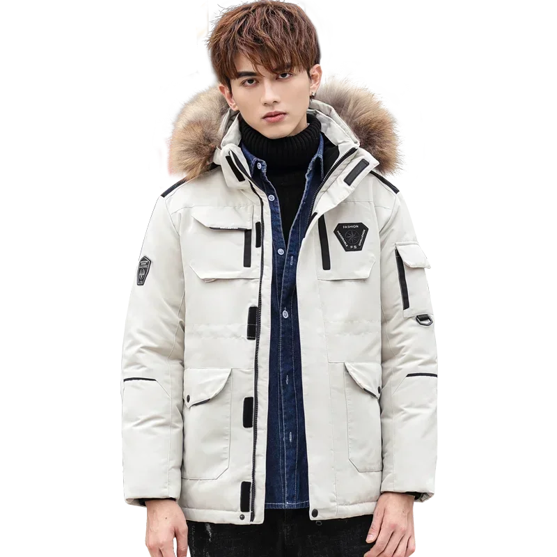 Men\'s Down Jacket Fur Hooded Casual Thick Warm 2024 Winter Men Winter White Duck Down Jackets Windproof Outerwear Male Coats 3XL