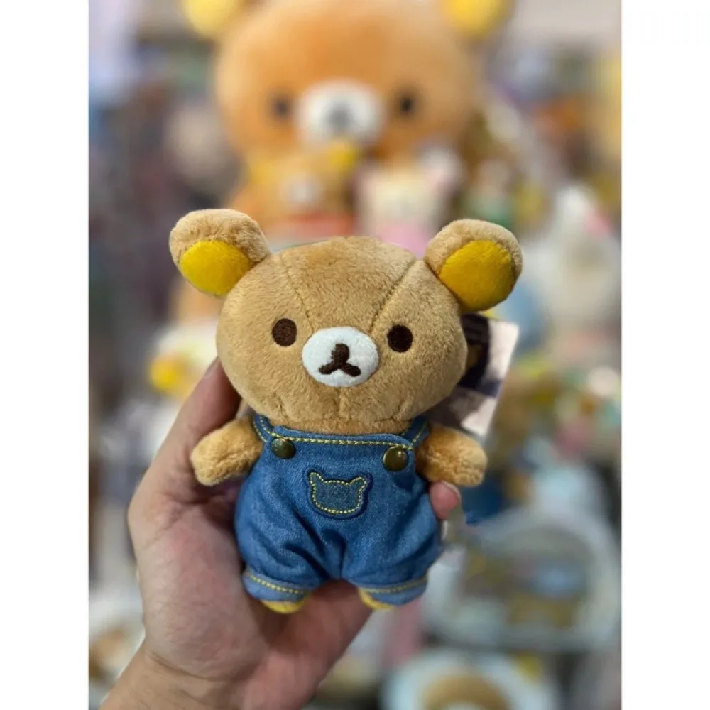10cm kawaii rilakkuma saco de brinquedo de pelúcia chaveiro pingente anime dos desenhos animados bonito estudante mochila acessórios presentes da menina brinquedos