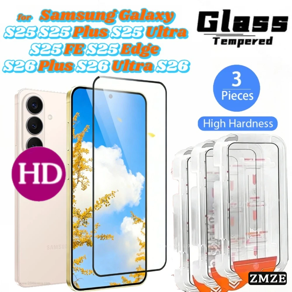 

Набор из 3-х защитных пленок из закаленного стекла One Click для Samsung Galaxy S25, S26 Plus, S25 Ultra, S26 Ultra, S25 Edge, S25 FE, твердость 9H
