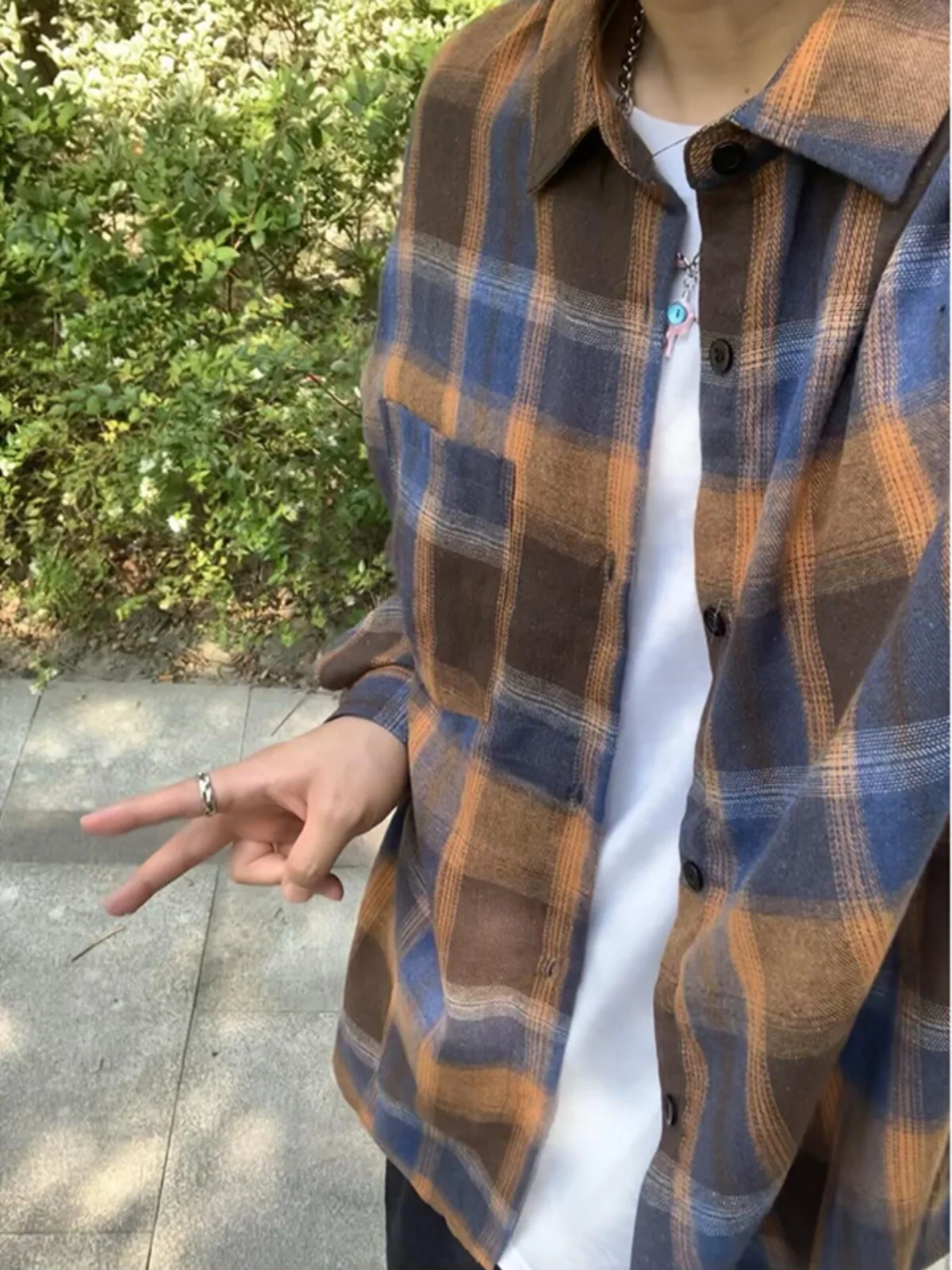 

American Retro Plaid Long Sve irt Men's High-End Feeling Early Autumn Top College Sle Cool And Daing irt Jaet