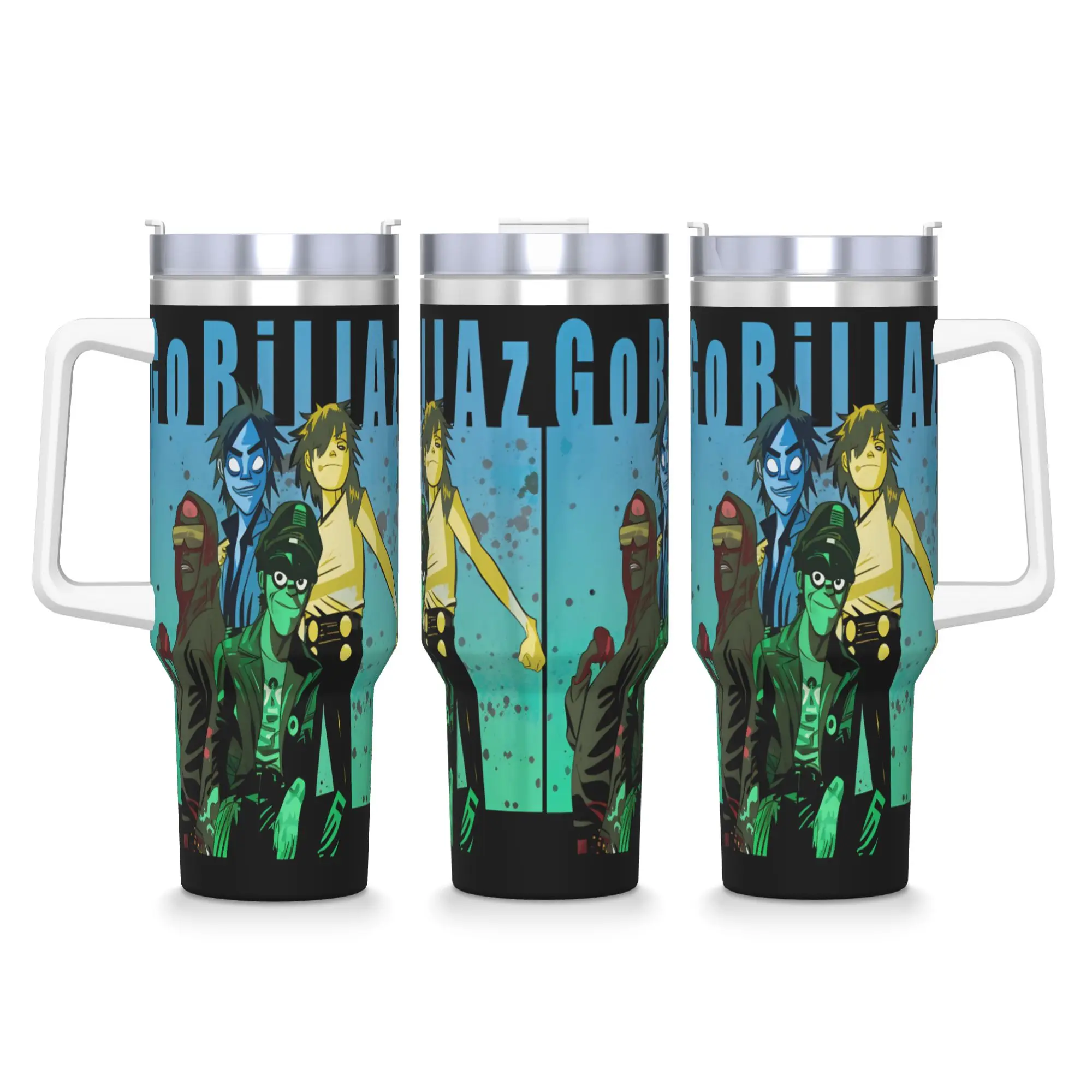 Gorillazs Band Thermobecher Heißgetränke-Wasserflasche Tragbarer Edelstahl-Kaffeebecher Personalisierte Reise-Autobecher
