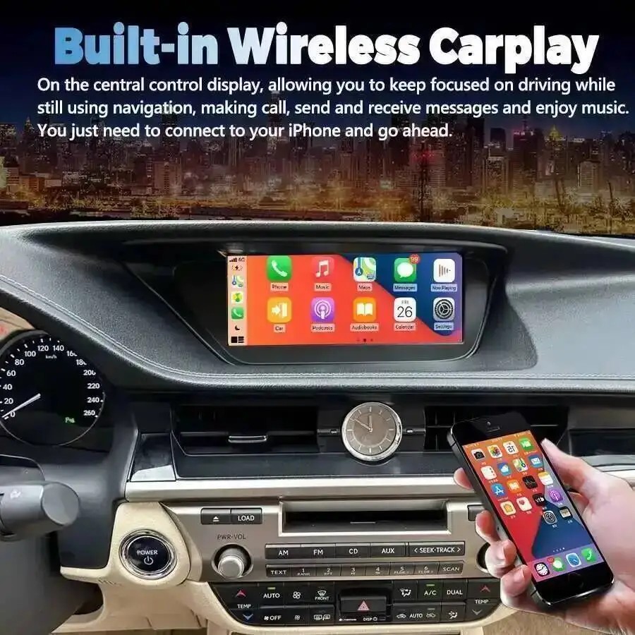 Navi with 360 GPS 4G Qled Screen 10.25''AHD Android 14 Carplay BT DSP Car Radio For LEXUS ES ES200 ES300H ES250 ES350 2013-2017