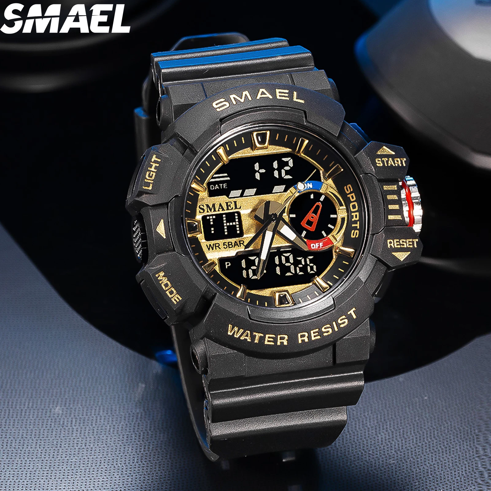 SMAEL Military Men\'s Watches Sport Watches Men Luxury Top Brand Digital Wristwatches Waterproof 5BarAlarm Electronic Clock 8043