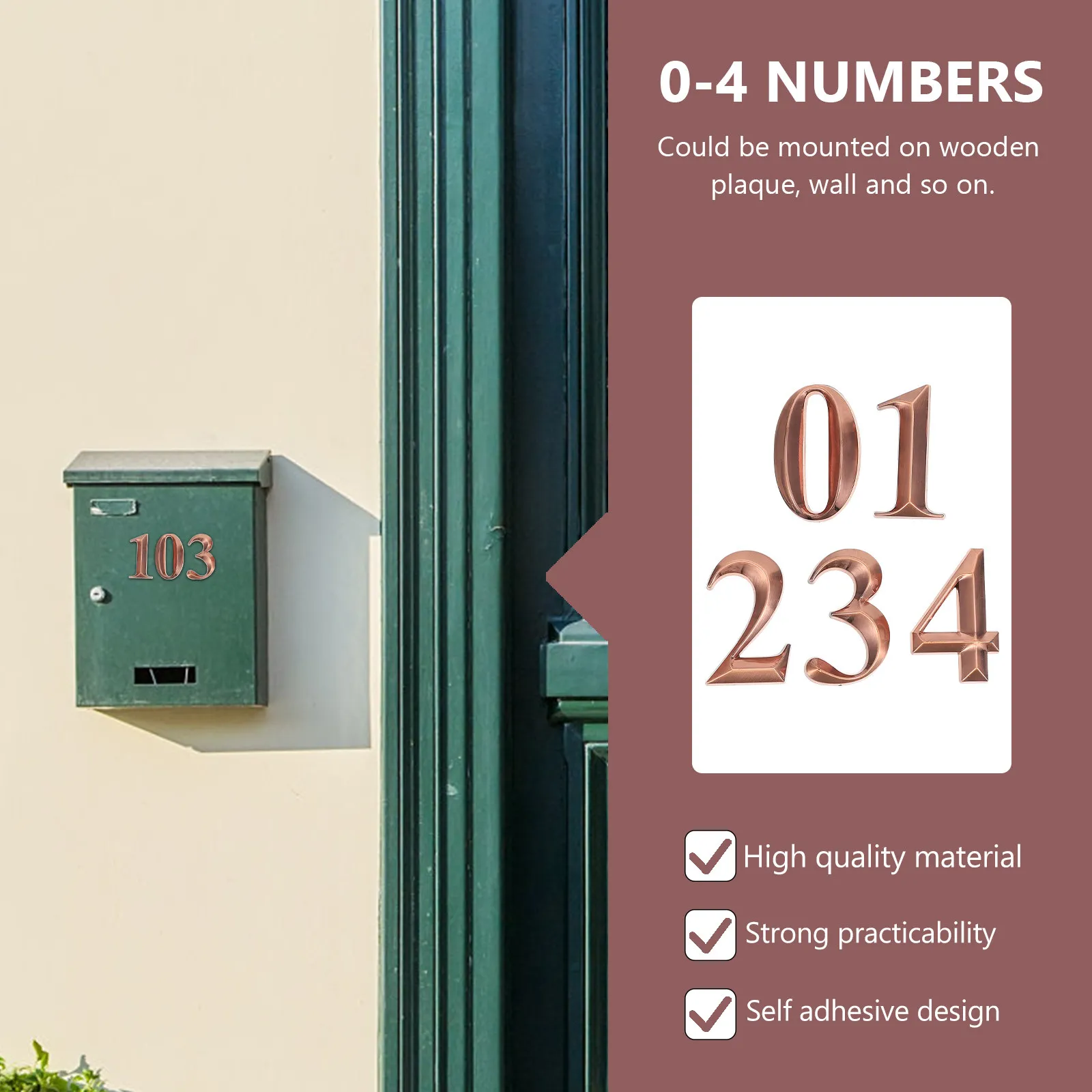 Door Number Sticker Self Adhesive High Quality ABS Resin Strong Texture Exquisite Workmanship for Front Door Wall Corridor