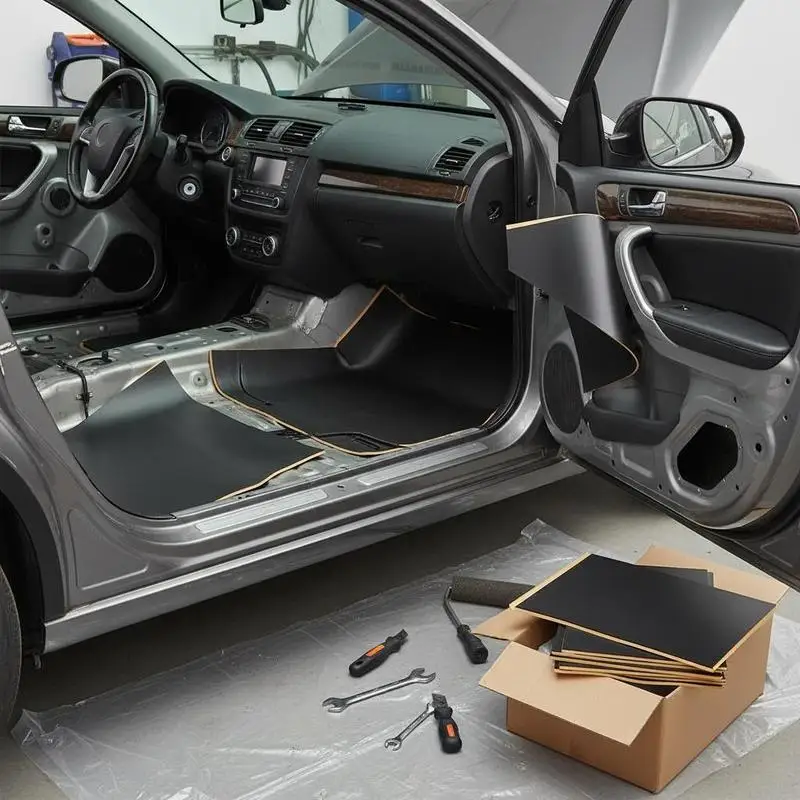 

24-piece set of car soundproofing mats, 2.3m², anti-vibration mat, 247.9x390.9mm, vehicle insulation, 200mil (5mm) thick, 4-layer soundproofing mat, heat-resistant, noise-reducing, acoustic insulation, soundproofing