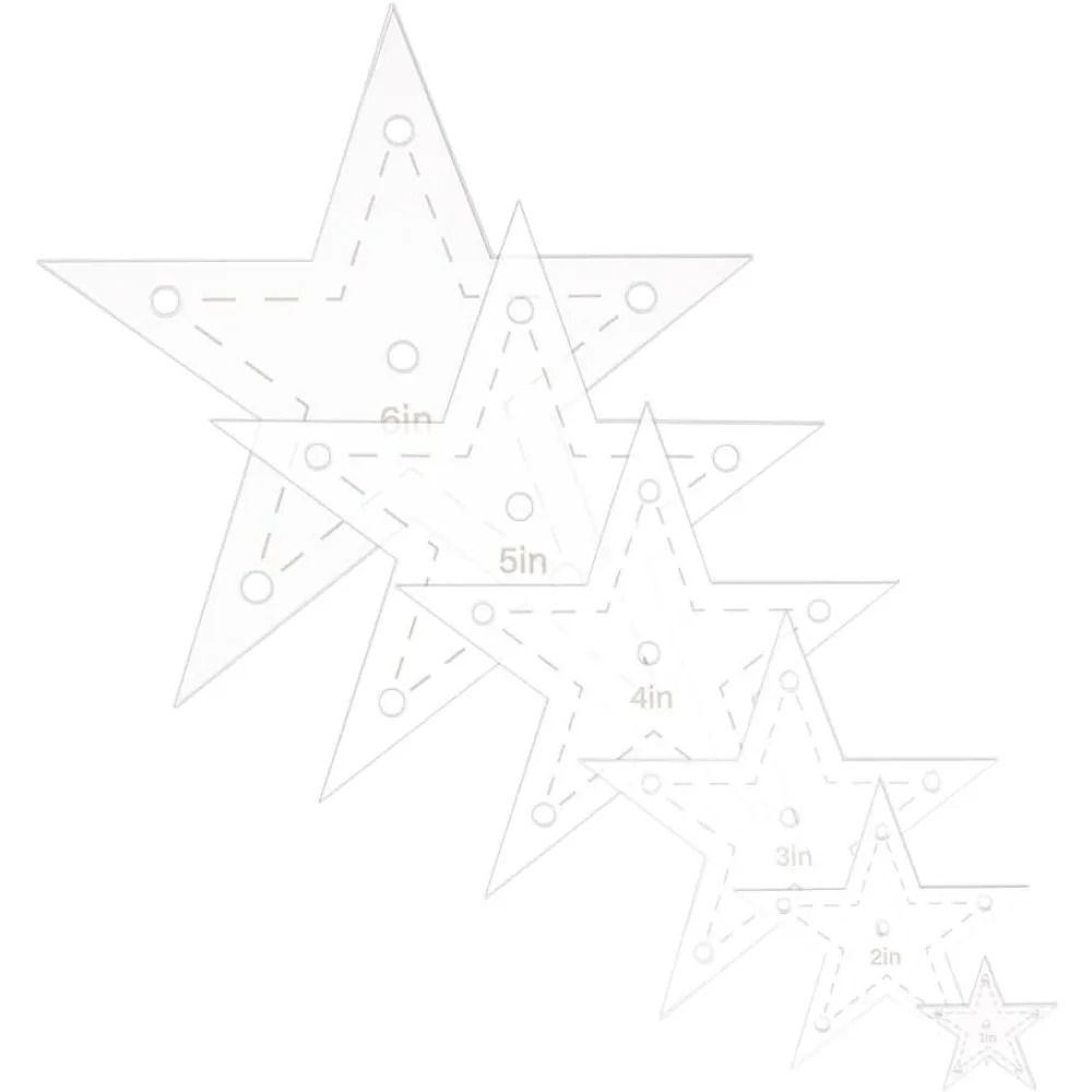 Quilting Template Set 6 Sizes Acrylic Star Sewing Template Ruler Star Stencil Template for Hand Quilting and Embroidery