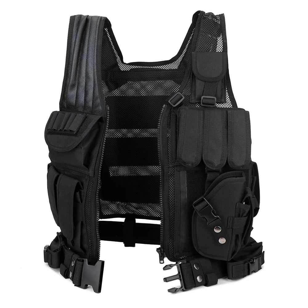 Tactical Vest with Detachable for Adults, Breathable, Outdoor Training, Ultra-Light, Adjustable