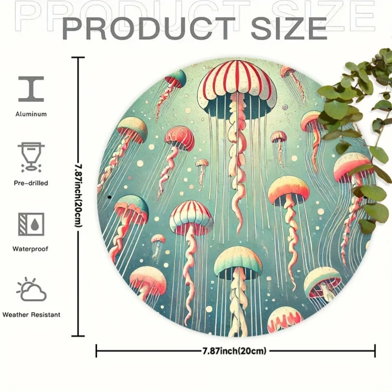 ديكور الغرفة، لافتة ألومنيوم معدنية لرقص قنديل البحر العتيق، لوحة فنية جدارية مزخرفة، مستديرة 7.87 بوصة، مقاومة للماء، مقاومة للطقس، مسبقًا