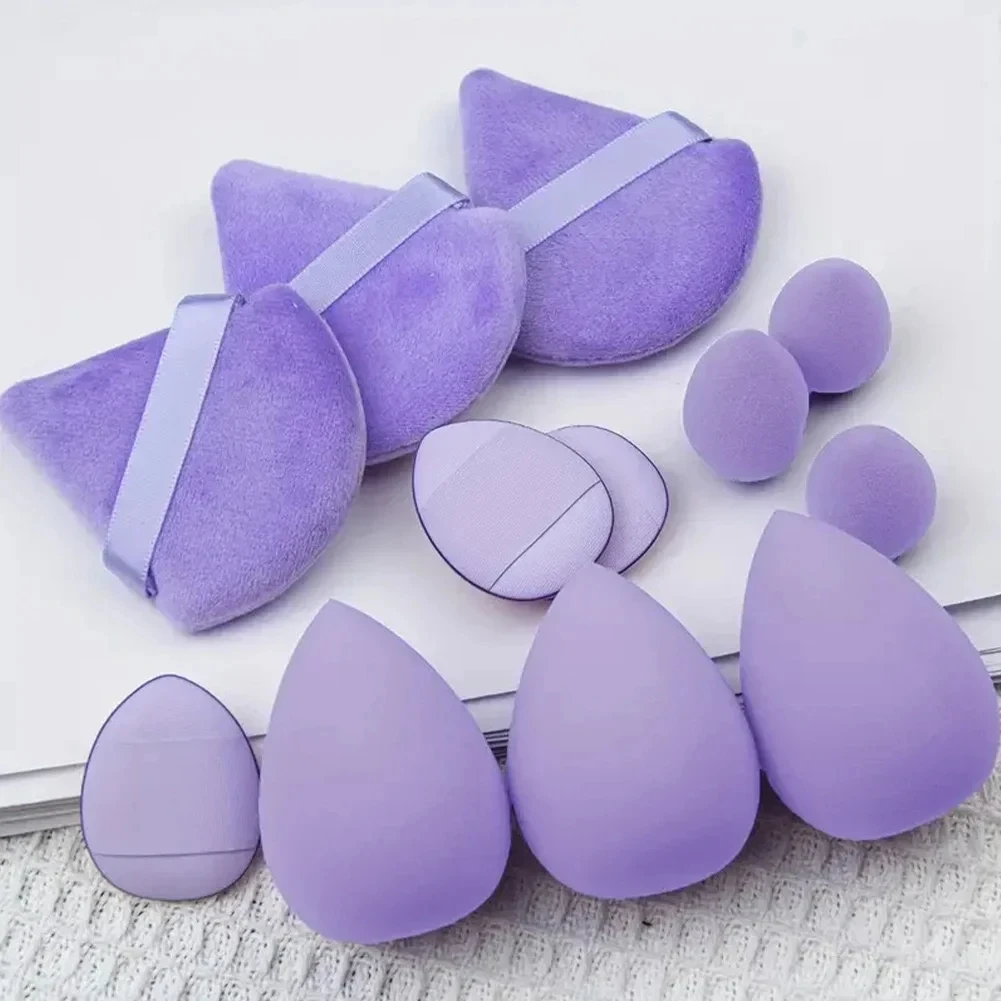 12 قطعة جميع الأغراض ماكياج الإسفنج مجموعة خلاط مستحضرات التجميل الجمال البيض المخملية مثلث مسحوق نفخة إصبع نفث يشكلون اكسسوارات