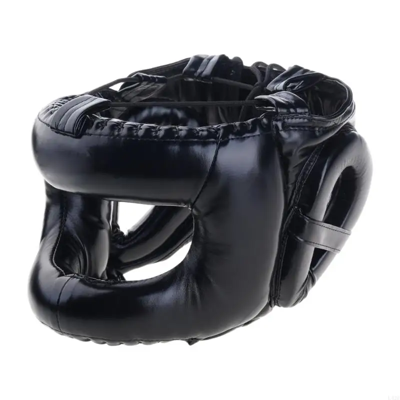 Full Face Kick Boxing Helmets PU Leather Martial Art Headgear Protector Enduring  - view 2