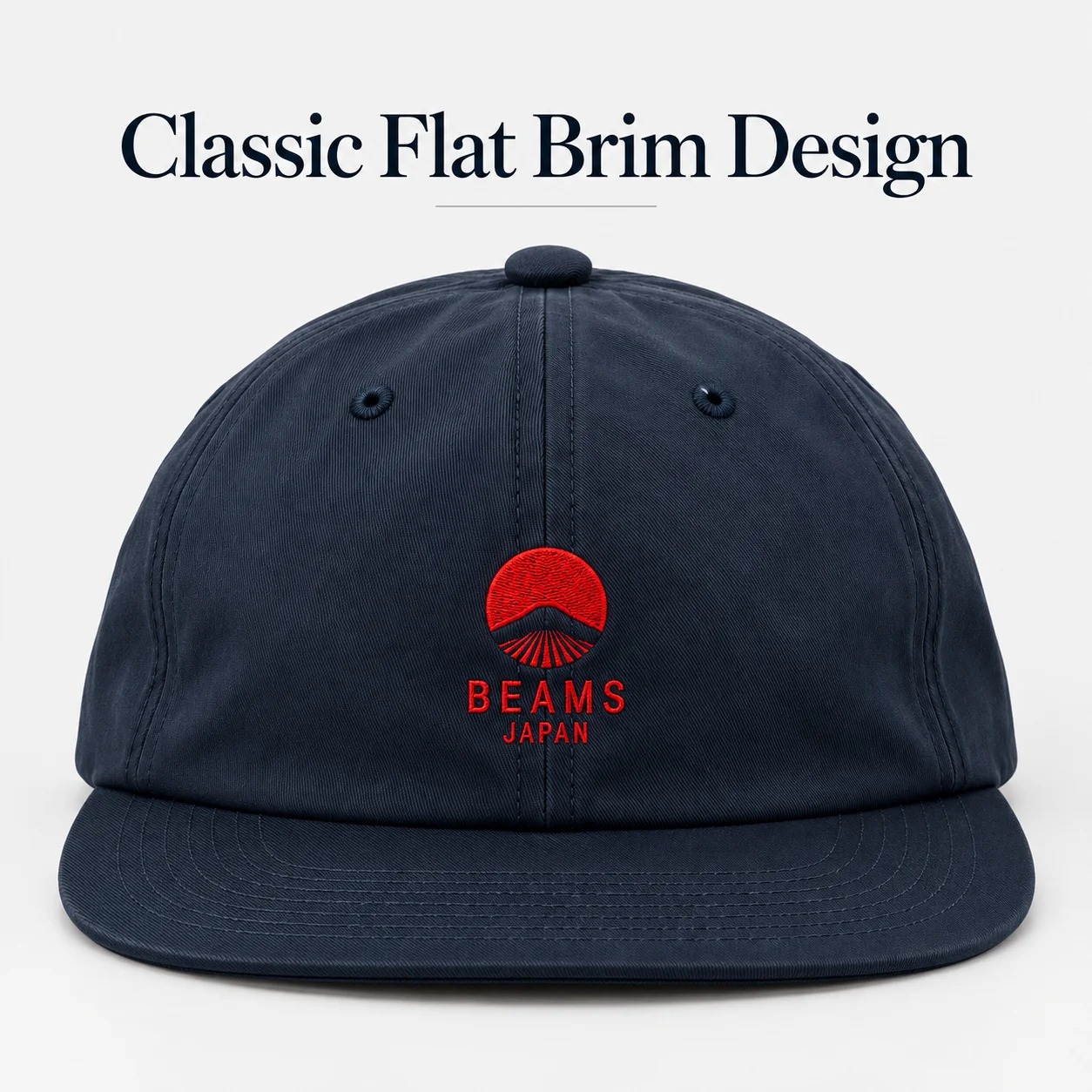 BEAMS JAPAN Unisex Baseball Cap Embroidered Flat Brim Duckbill Cap Trendy Versatile Hat Vintage Cotton Outdoor Sun Visor Cap