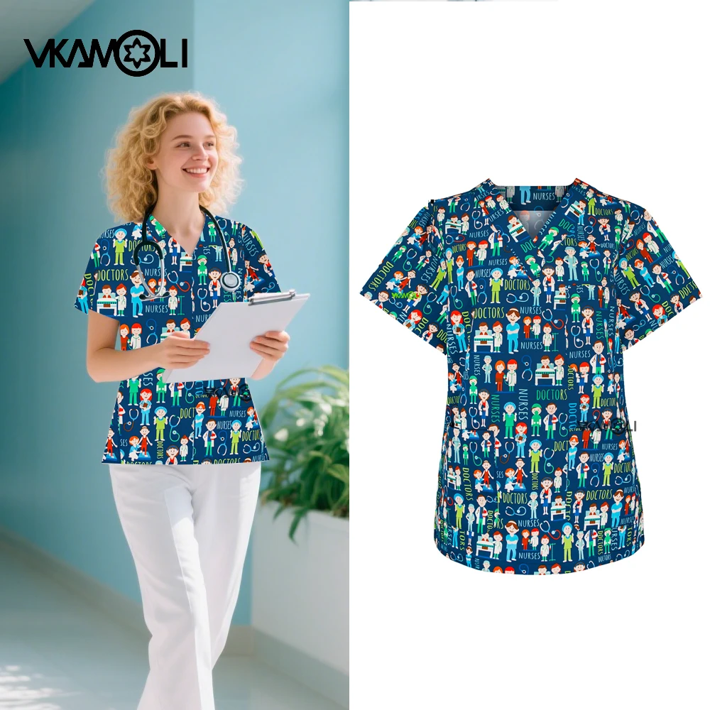 

Clearanced sale scrub tops women uniform Surgical gown Dentistry medical uniform scrub nursing uniform lab coat