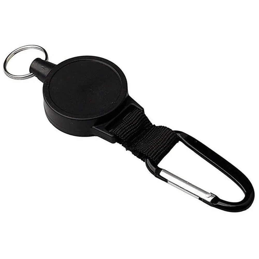 Plastic Retractable Pull with Badge Holder easy pull buckle Extends To 60cm high elastic tension Key Ring Carabiner nylon rope