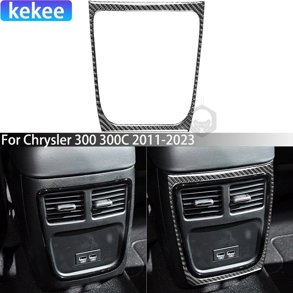 

For Chrysler 300 300C 2011-2023 Carbon Fiber Rear Center Air Outlet Vent Frame Car Accessories Interior Cover Sticker Auto Trim