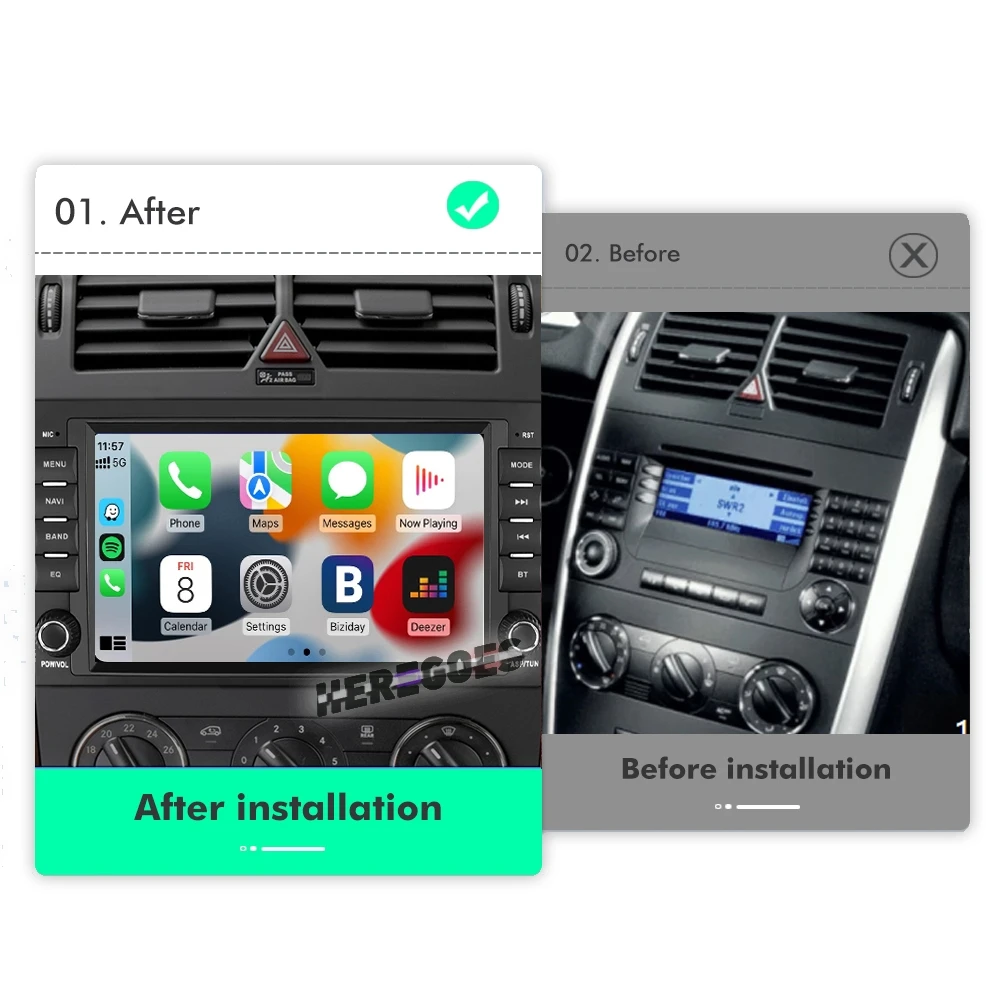 

8 "720P Авто Android 12 8G + 256GB автомобильный проигрыватель с радио и GPS Carplay навигация для Benz B200 W169 W245 Viano Vito W639 Sprinter W906