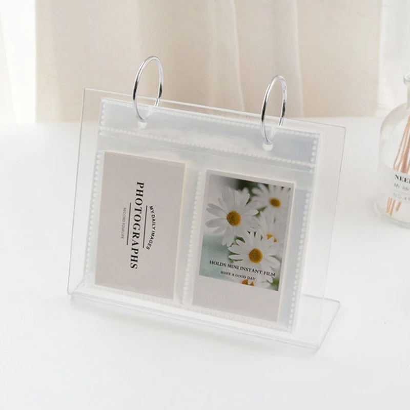 Tabletop Flip Photo Frame Photo Album 68 Pockets Desk Calendar Album Mini Poster Frame Acrylic Display Sign Holder