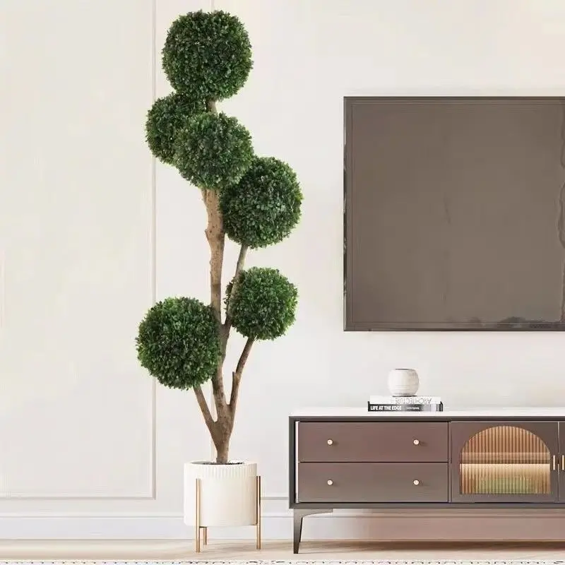 Simulated spherical plants Large indoor spherical green plants Living room Milan bonsai decoration floor to ceiling