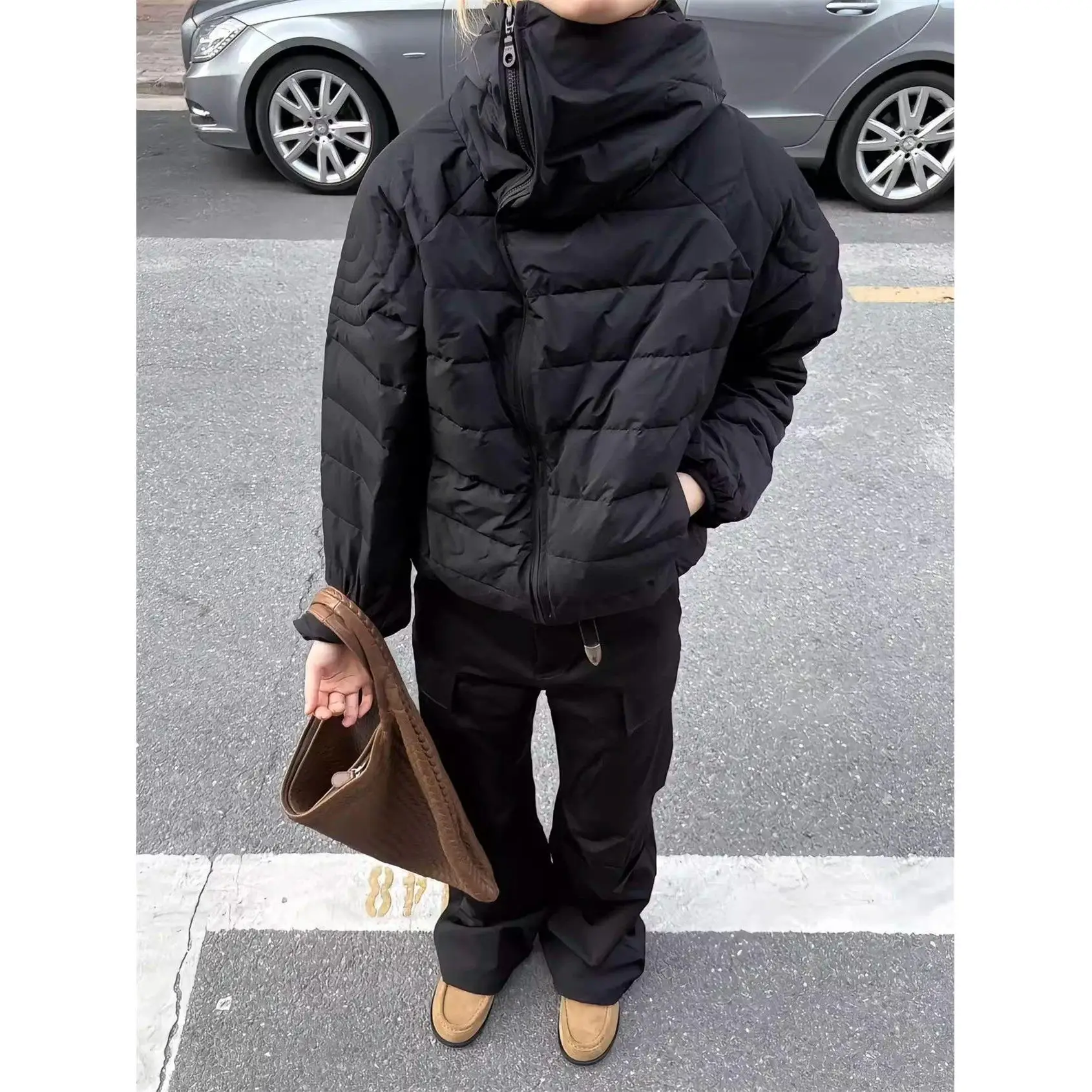 

Winter Lightweight Hooded down Jaet Ro Snail Rib Bone Du down Hood pe Warmth 90 White Du down Mask Hat Sle Men's ...