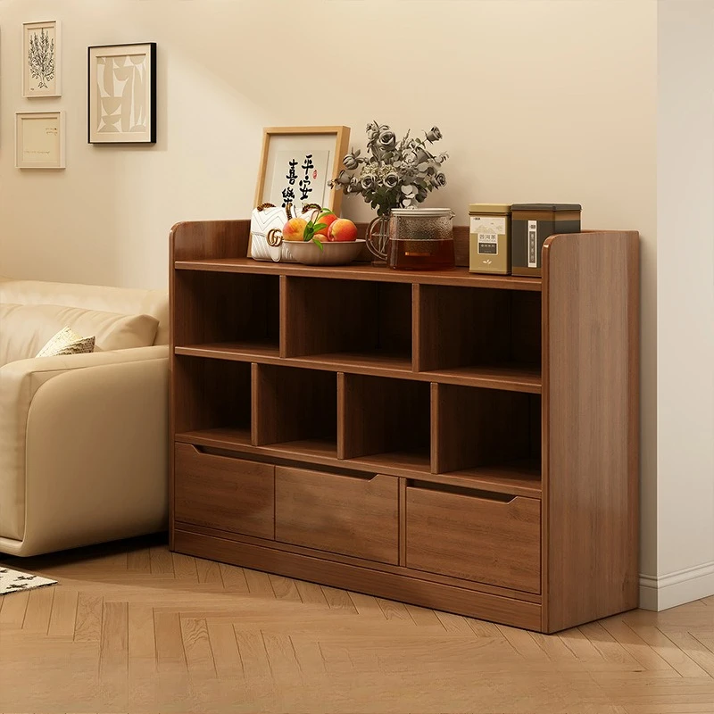 

Solid wood floor-to-ceiling bookcase, locker, integrated storage, lattice cabinet, household bookshelf, shelf, sofa side cabinet