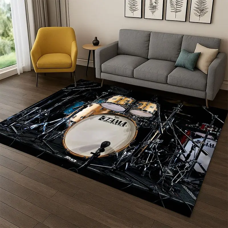 Drum Kit Drum Set Music Instruments Carpet Rug for Bedroom Living Room Sofa Playroom Doormat Home Decor,Kid Area Rug Non-slip