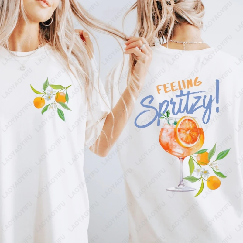 

Футболка Aperol Spritz, итальянский коктейльный подарок для нее, винтажная хлопковая одежда в стиле бохо с графическим рисунком для мужчин и женщин, милые летние модные топы