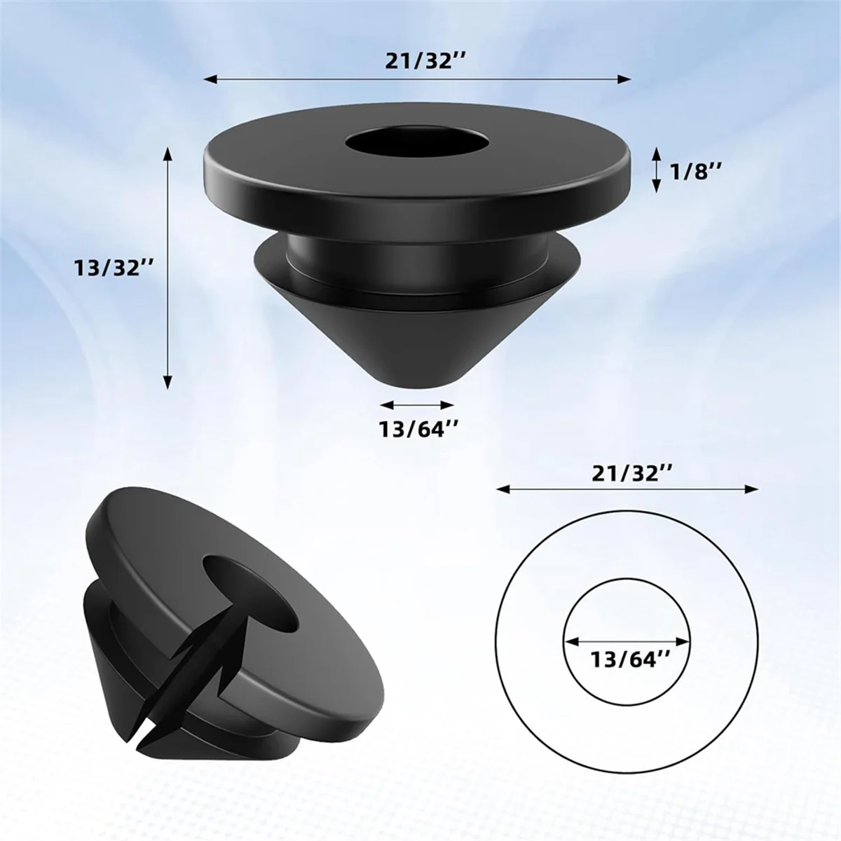 A17g 100 peças ilhós de borracha para trilhos de cabo para cabo de 1/8 tamanhos 5/32 tamanhos 3/16 para postes de trilhos de cabo de metal, kit de trilhos de cabo