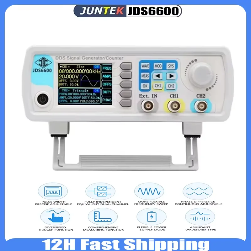 JDS6600 15/30/40/50/60MHz DDS Function Signal Generator/Source Dual/2-CH Frequency Meter Arbitrary Waveform Pulse Generator