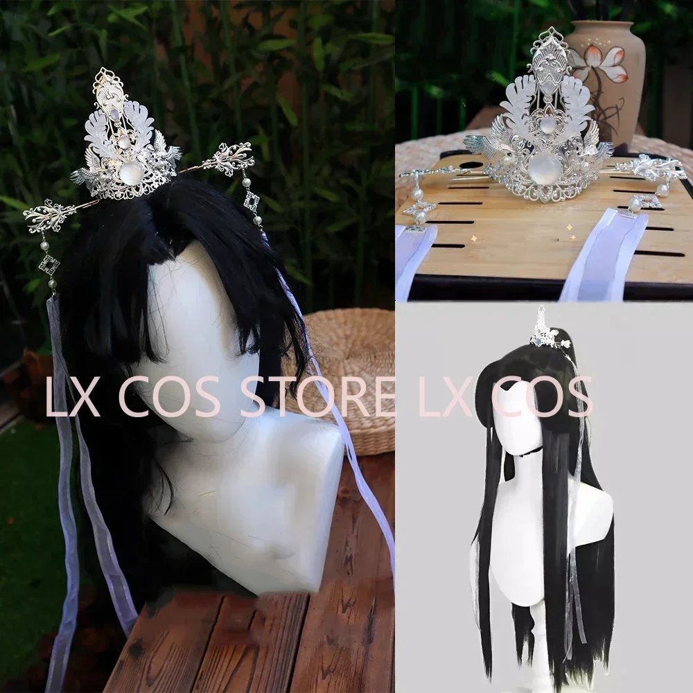 Er Ha Chu Wanning Anime Cosplay Headwear Antique Style Hair Crown Hairpin Ribbon Headdress Chinese Ancient Props Halloween Party