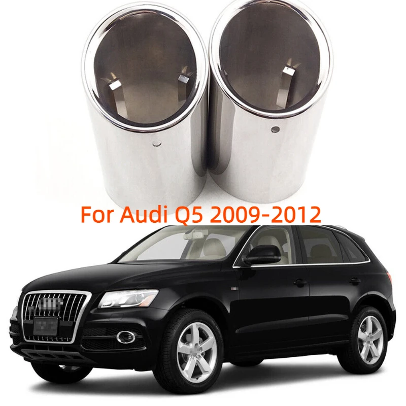 

2Pcs For Audi Q5 2009 2010 2011 2012 Stainless Steel Car Exhaust Muffler Tip Tail Pipe Trim Silver/Black Auto Accessories