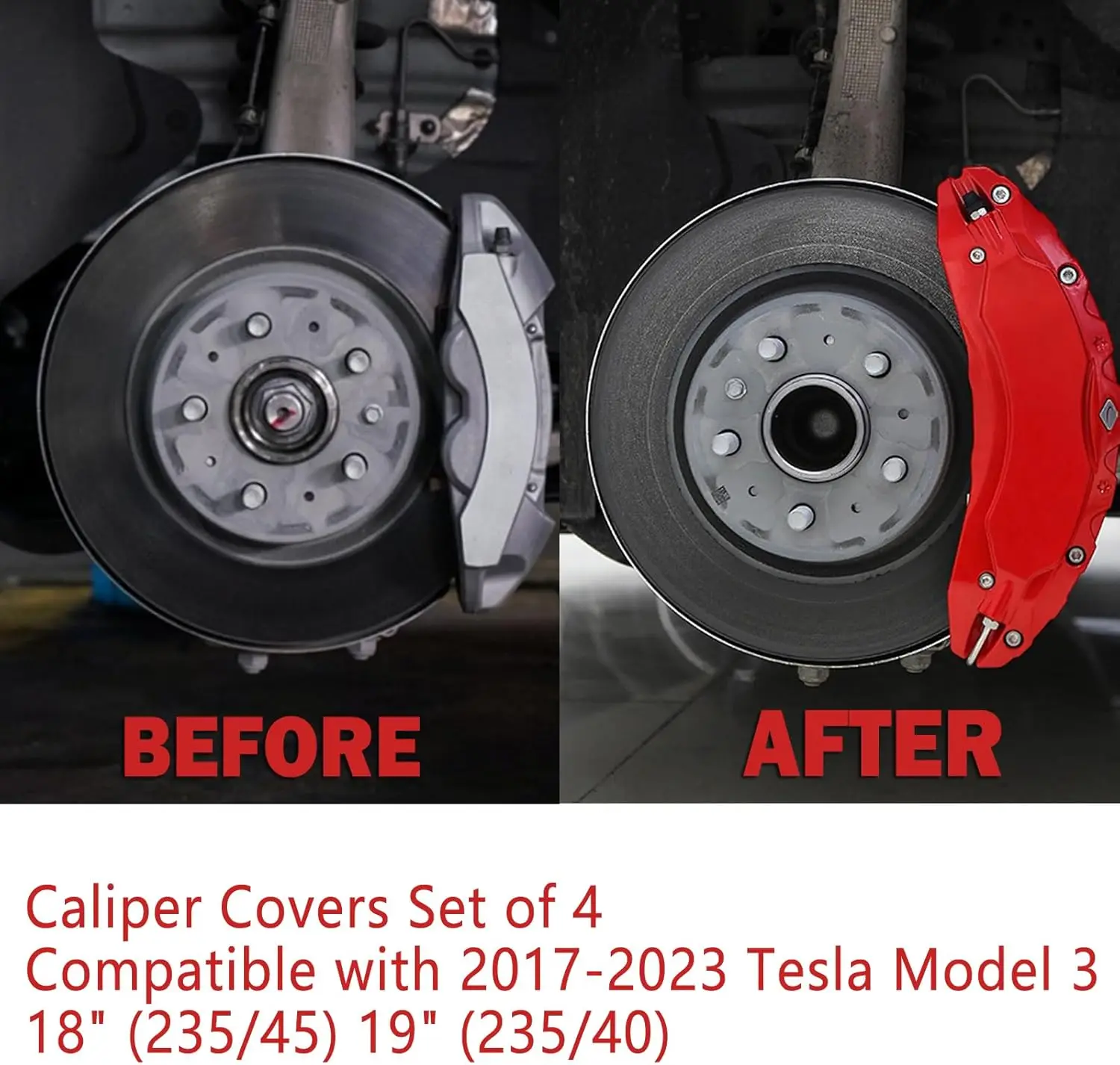 4 шт. накладки на суппорты для Tesla model 3 18 дюймов (235/45) 19 дюймов (235/40) 2017-2023 Автомобильный кулиппер 19 дюймов 20 дюймов Ступица колеса подходит для Modle Y