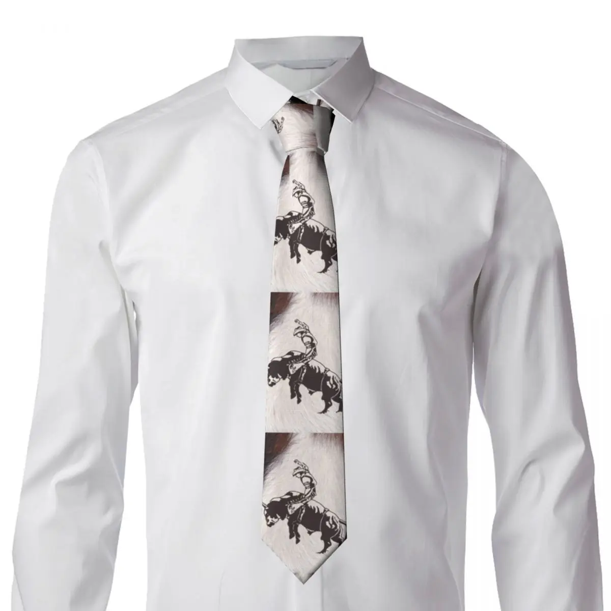 Neck Ties for Men, Western Cowboy Rodeo Bull Riding, Cowhide Presidency, btInjCow Bergamo, Neck Ties for Party