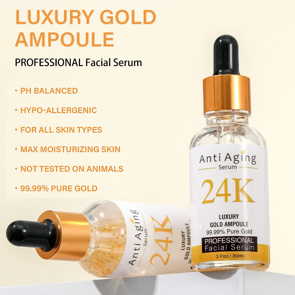 24K Gold Foil Serum Moisturizing and Hydrating Gold Solution 24K Gold Face Serum