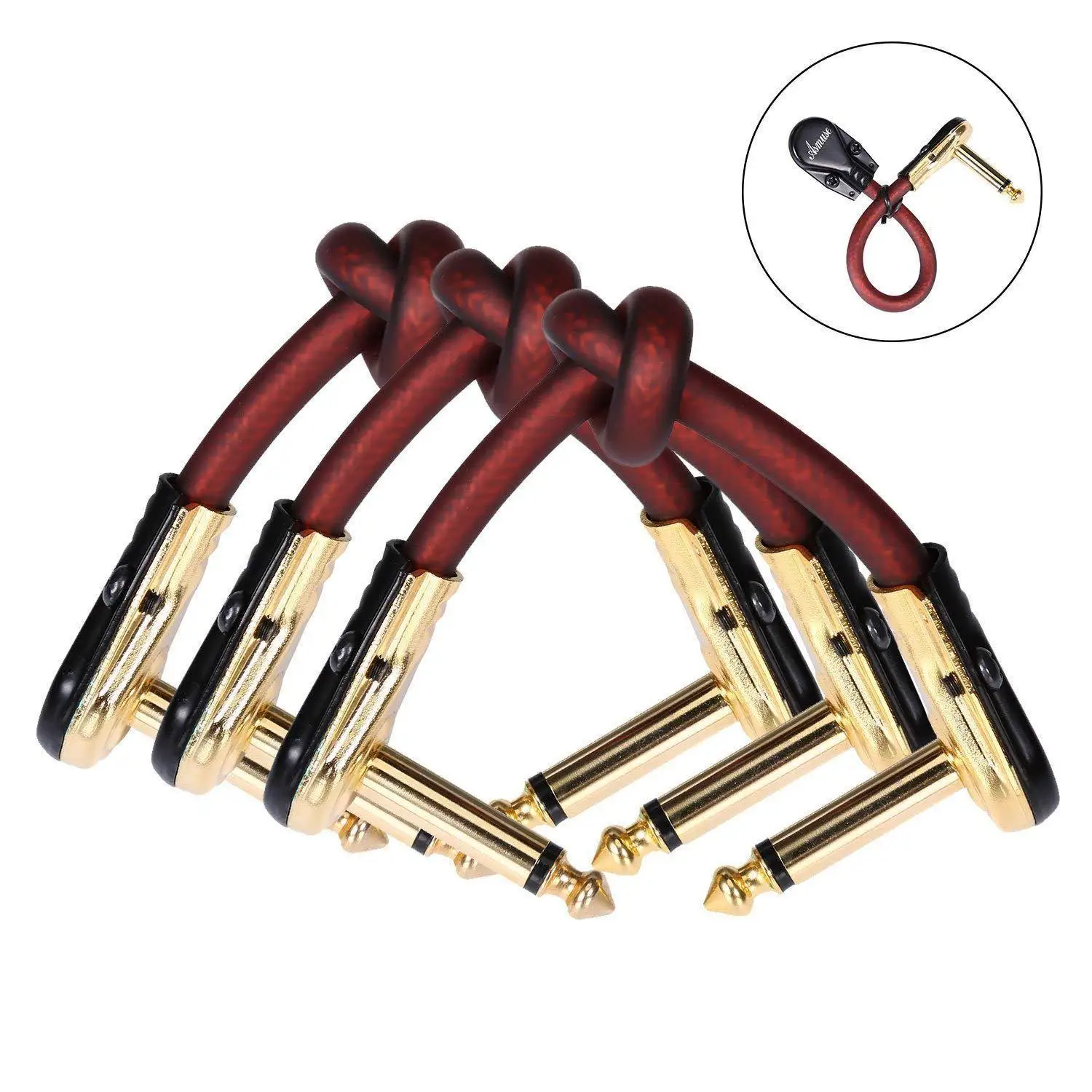 3/6PCS Guitar Patch Cables Right Angle 1/4 Guitar Cable for Guitar Effe