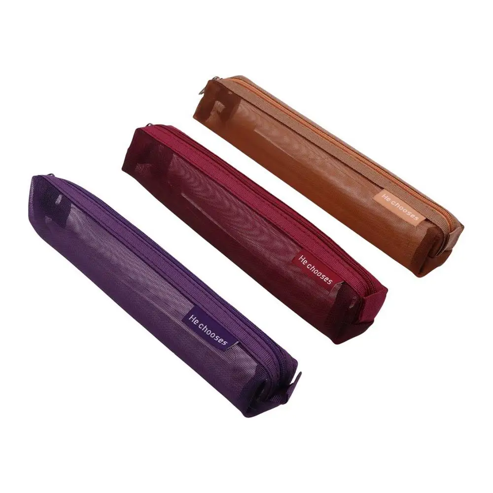 Девичий марлевый чехол для ручек, нейлоновая сетка, мини-прозрачный чехол для ручек, повседневный чехол для хранения канцелярских принадлежностей с высоким уровнем внешнего вида, школьный чехол