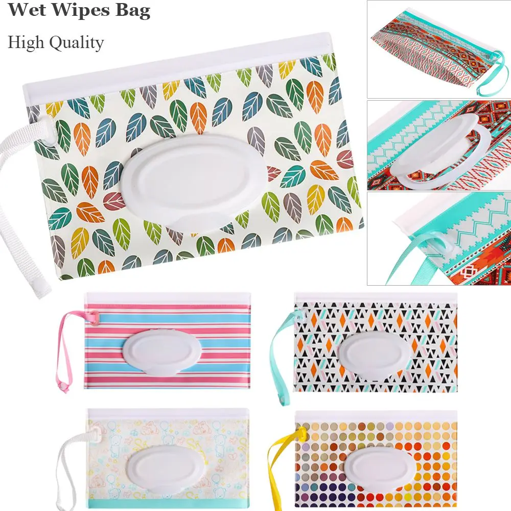 1pc Useful Cute Carrying Case Portable Flip Cover  Product Stroller Accessories Cosmetic Pouch Tissue Box Wet Wipes Bag
