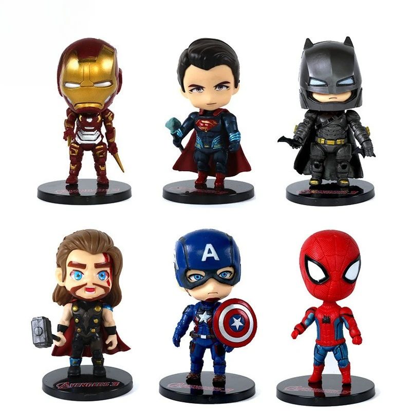 

In Stock Original Avengers Anime Figure Iron Man Spider-Man Captain America Action Figure Toys for Children Birthday Gifts