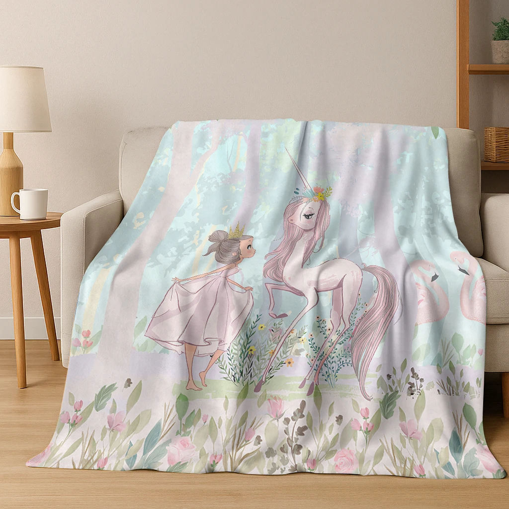 Ballet Girl Ballerina Fairy Cartoon Cute Flannel Blanket Soft Warm Blanket for Home Bedroom Office Travel Camping Picnic Gift