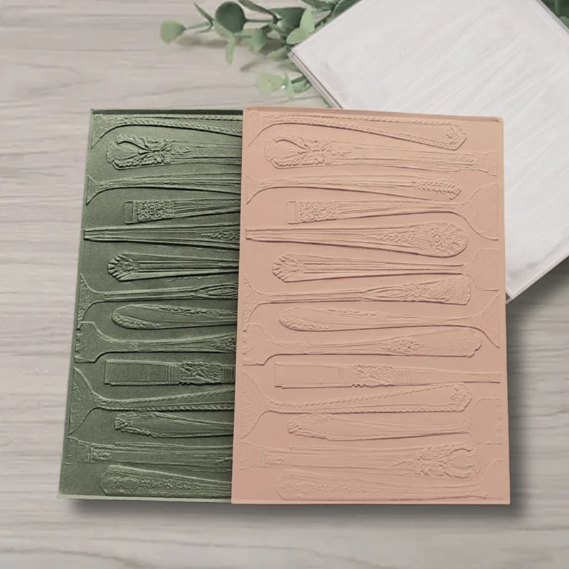 Geschirr-Textur-Design im Vintage-Stil, DIY-Prägeschablone aus Kunststoff – 3D-Prägescharte, sehr gut geeignet für die Herstellung von Karten, Schrott