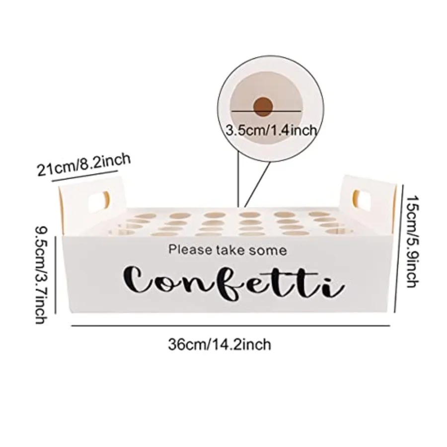 ホワイトパーティーコンフェッティコーンホルダーボックス ウェディングコンフェッティコーンスタンドボックストレイ 結婚式誕生日パーティー用30穴付き