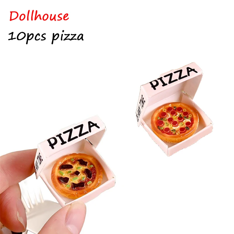 10 PCS Cute Dollhouse Miniature Simulated Kitchen Food Toy Pizza Model Home Decor Kid Play Toy Micro Landscape Ornaments Gifts