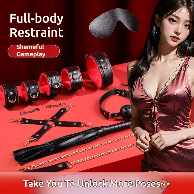 BDSM binding set with handcuffs, training and punishment for sex addicts, adult products