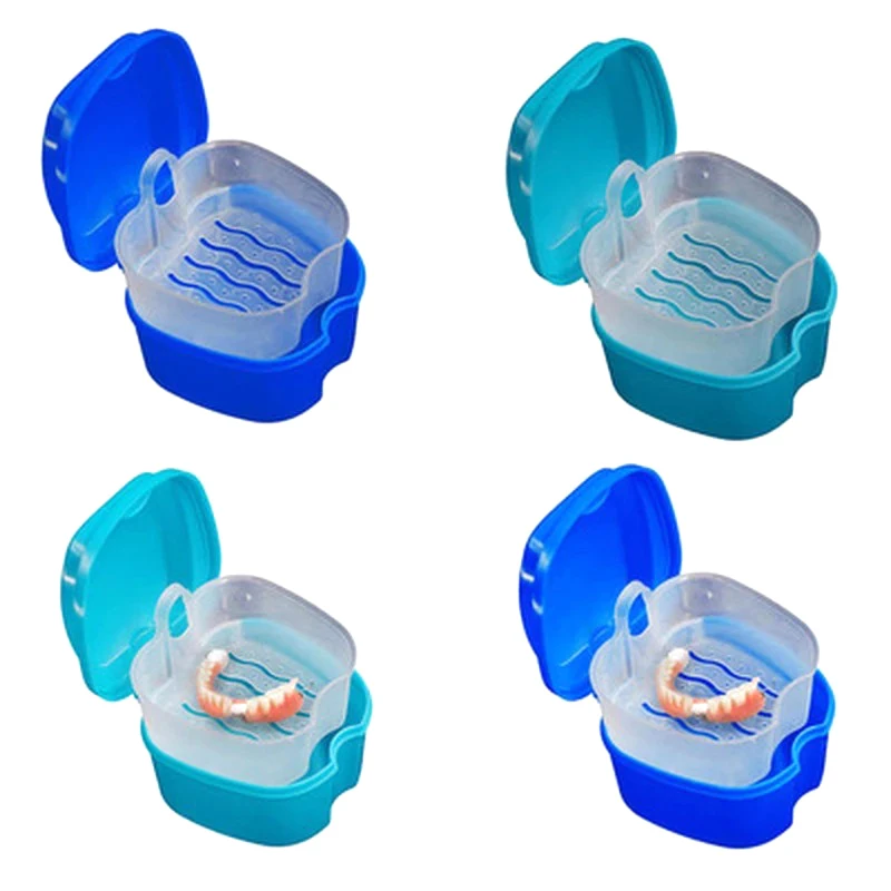 1PC Denture Storage Box Case Denture Brush Set Dental Retainer False Teeth With Strainer Denture Cups Soaking Dentures Case