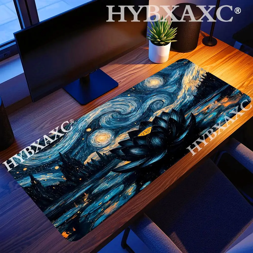 

HYBXAXC Van Gogh Starry Night Black Lotus Mouse Pad Desk for Office with Anti-Slip, Ideal for Daily Office Work and Gaming