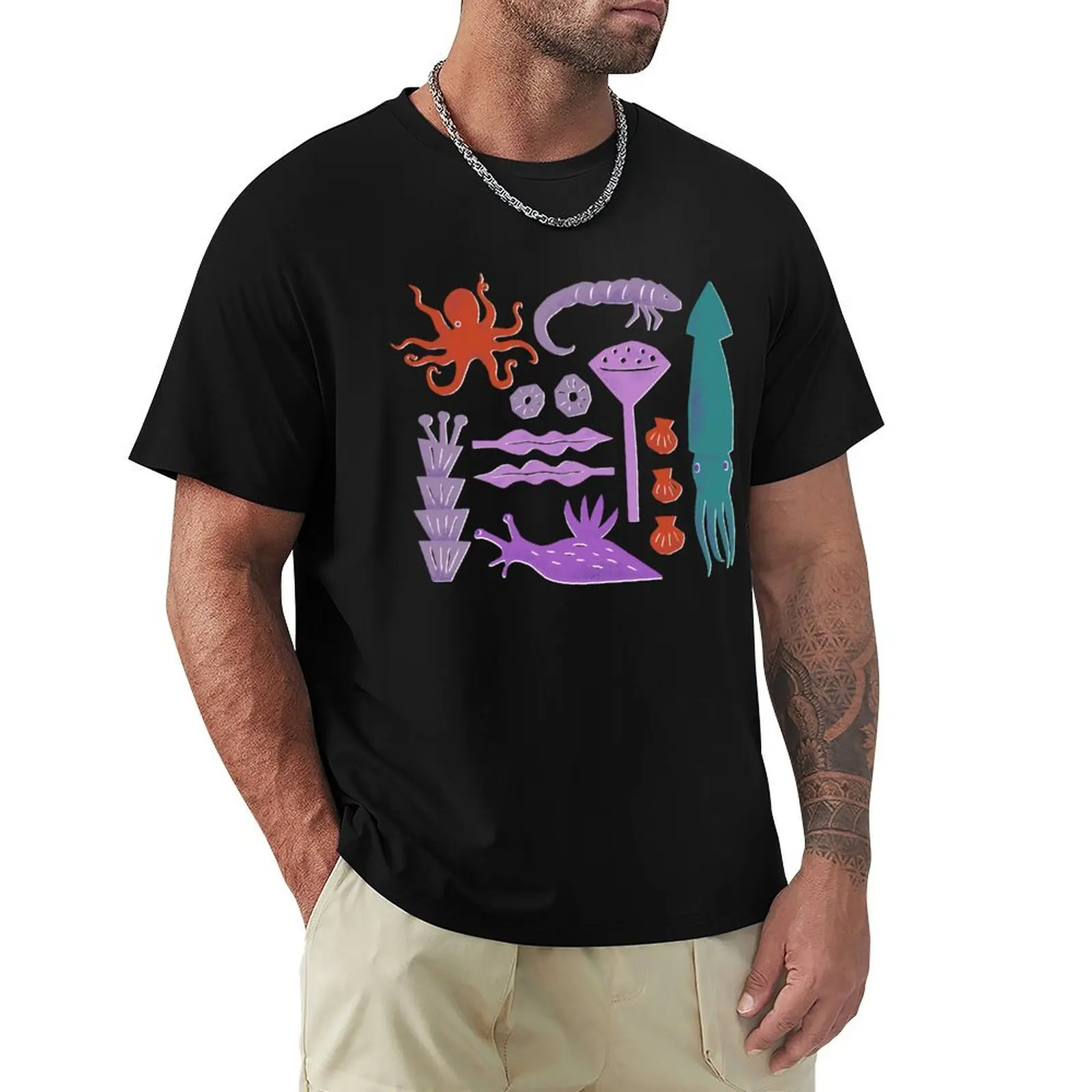 Sea Creatures T-Shirt Plus Size Summer Casual T-Shirt
