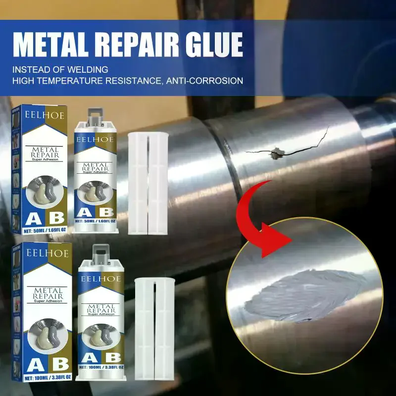 50g Industrial Strong Repair Glue 2 In1 Heat Resistance Cold Weld Metal Repair Paste A&B Adhesive Gel Casting Agent Tools