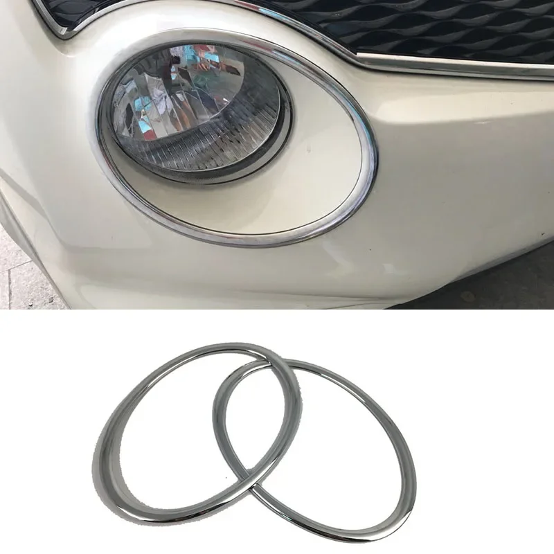 Car Styling Head Lamp Front Bumper Headlight Ring Trim Cover Abs Chrome Auto Accessories 2pcs For Nissan Juke 2010-2014